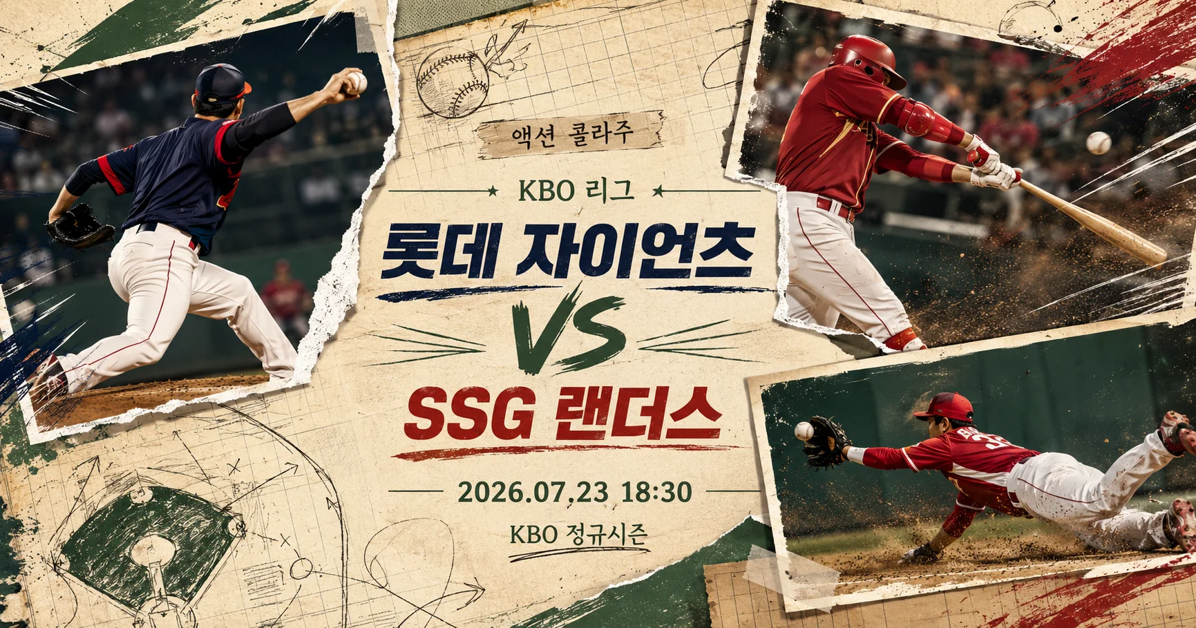 1-롯데 자이언츠 vs SSG 랜더스 액션콜라주