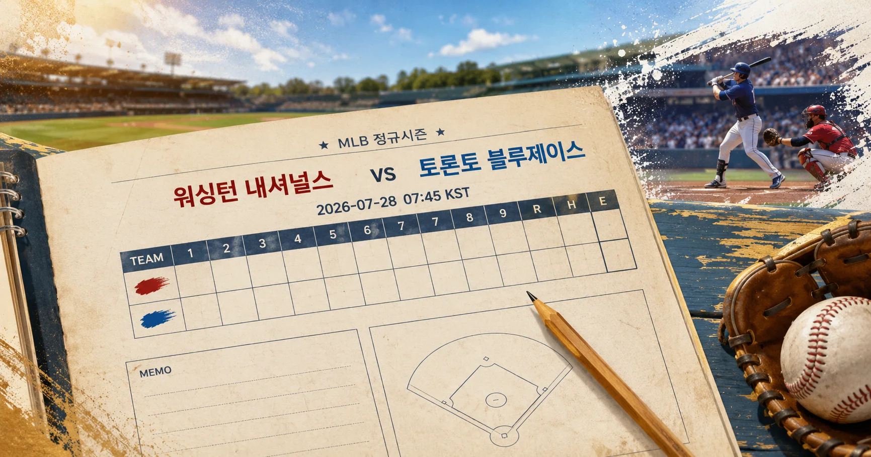 1-Toronto Blue Jays vs Washington Nationals 베이스볼스코어카드