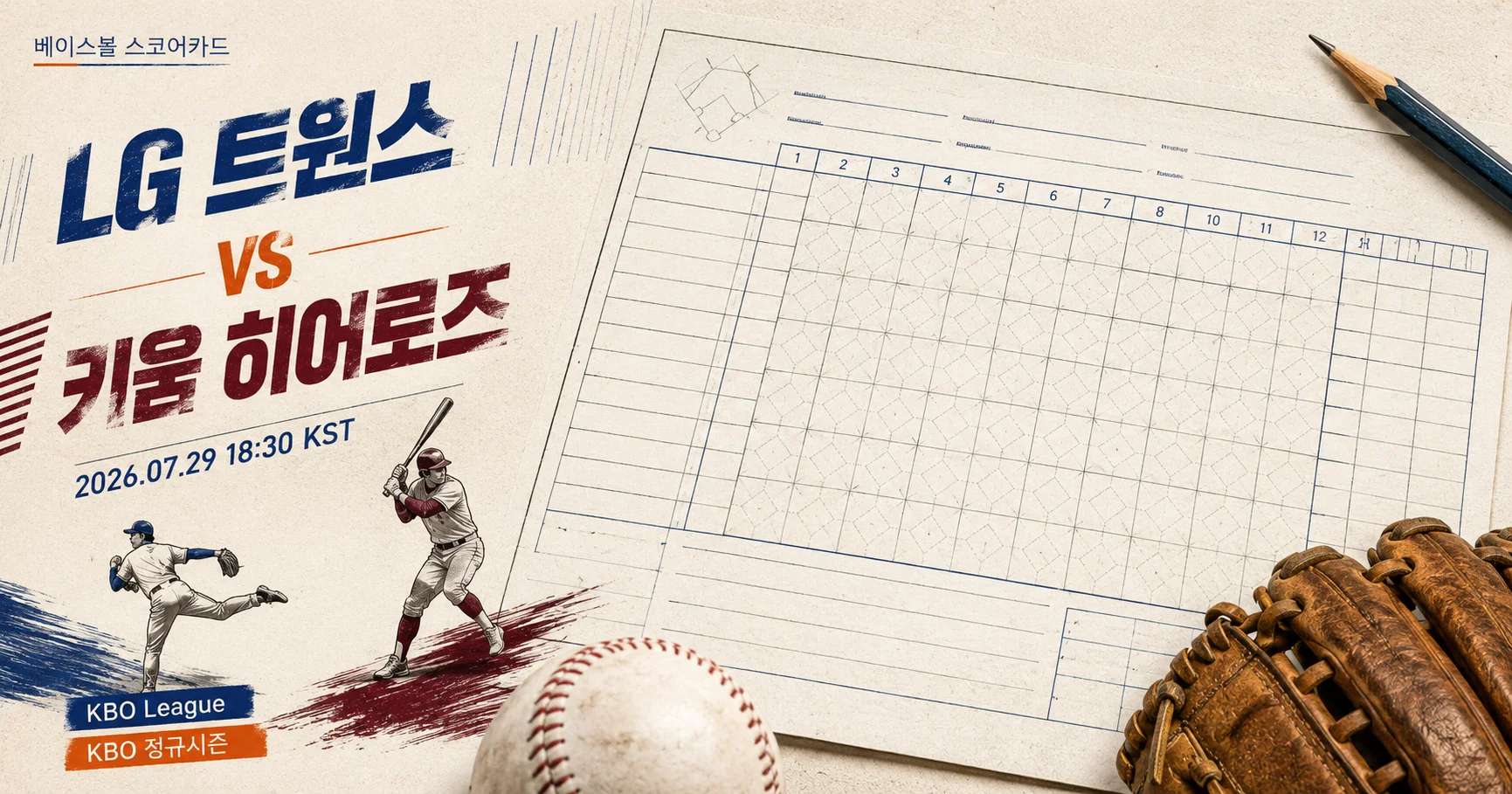 1-LG 트윈스 vs 키움 히어로즈 베이스볼스코어카드