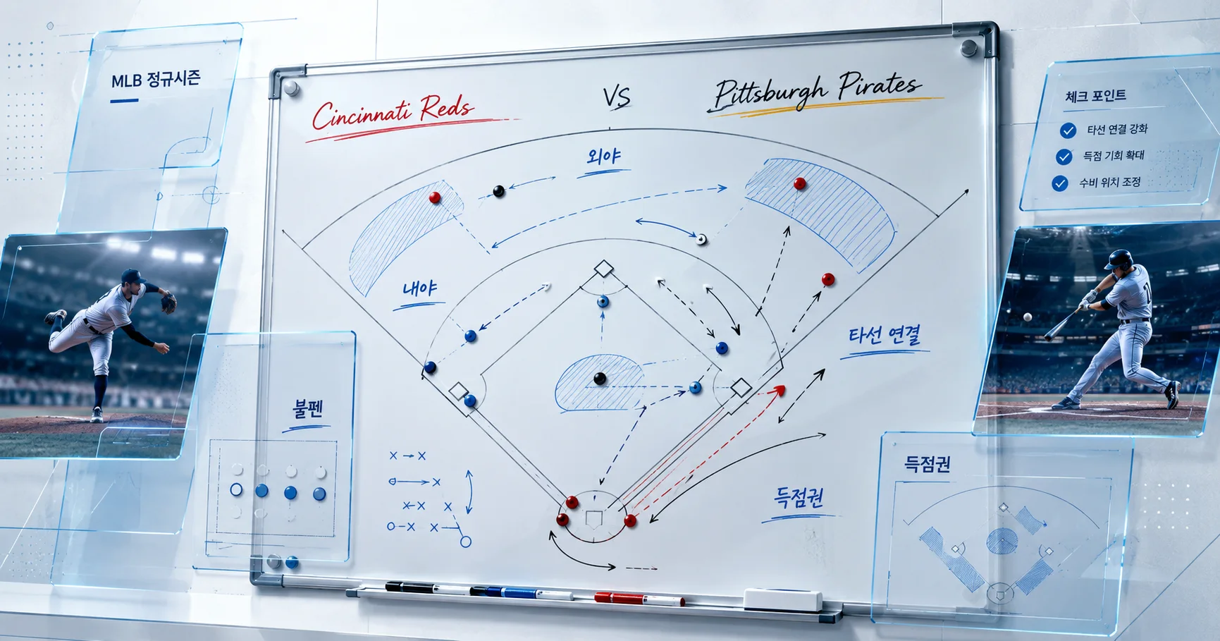 2-Pittsburgh Pirates vs Cincinnati Reds 전술화이트보드