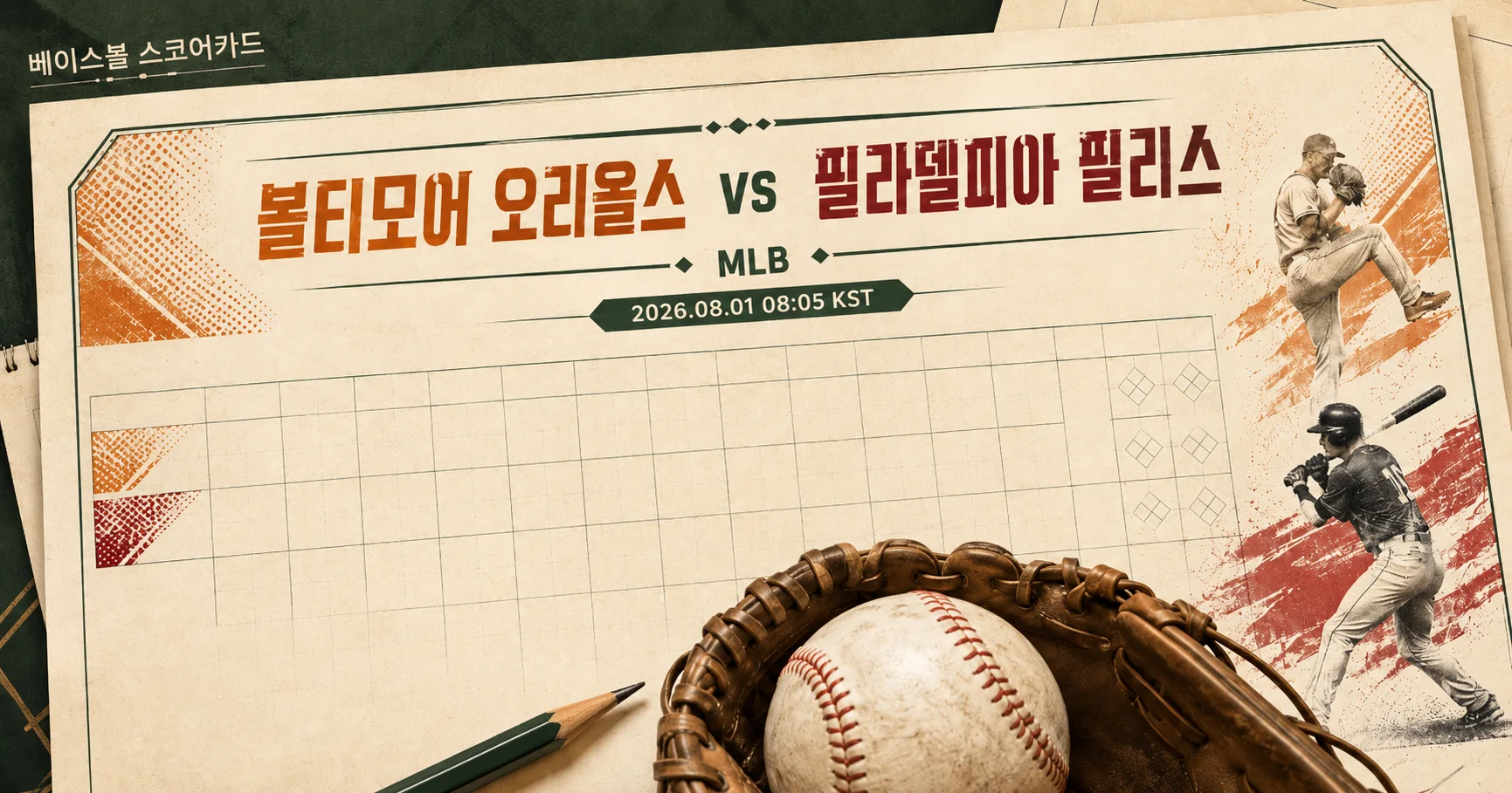 1-Philadelphia Phillies vs Baltimore Orioles 베이스볼스코어카드