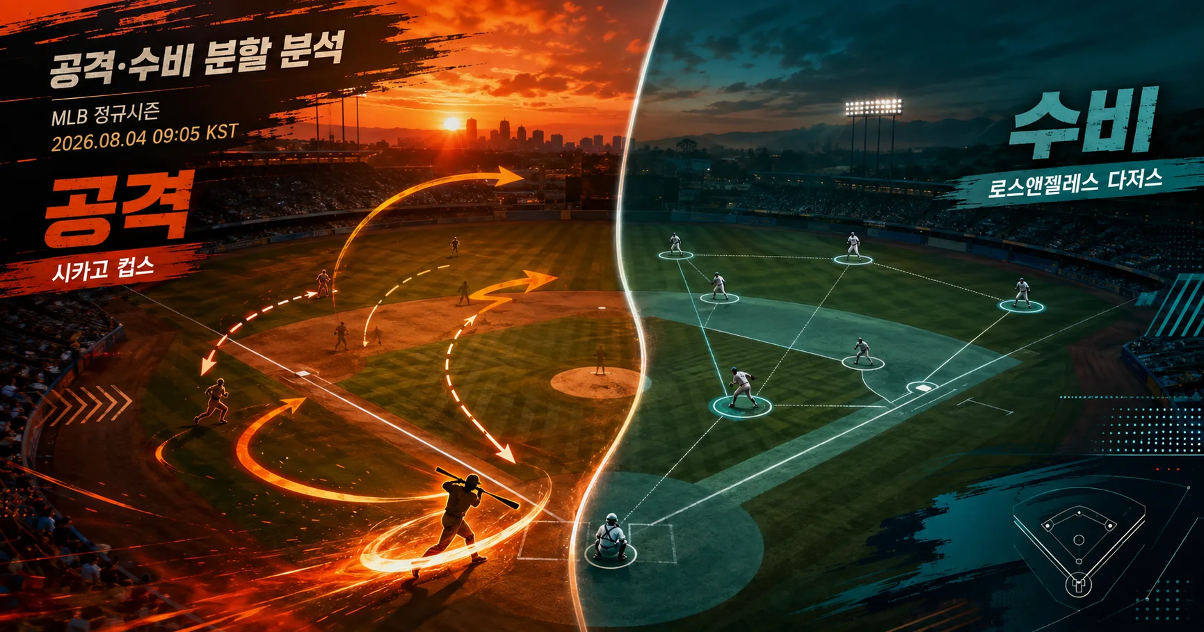 2-Los Angeles Dodgers vs Chicago Cubs 공격수비분할분석