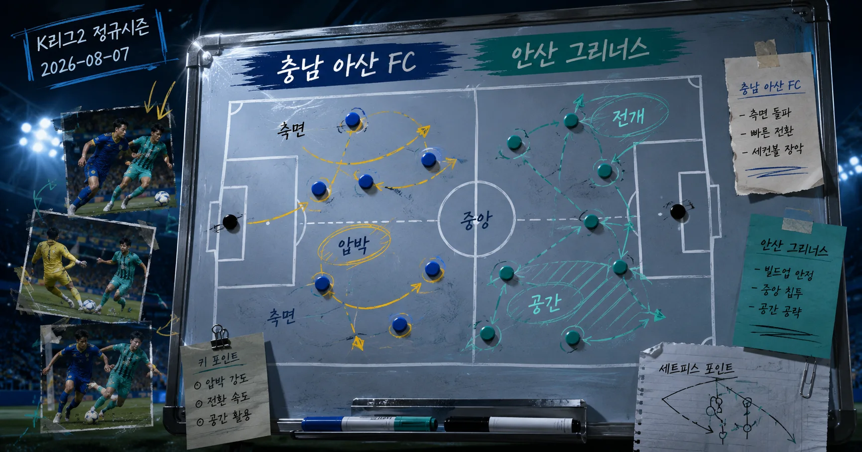 2-안산 그리너스 vs 충남 아산 FC 전술화이트보드