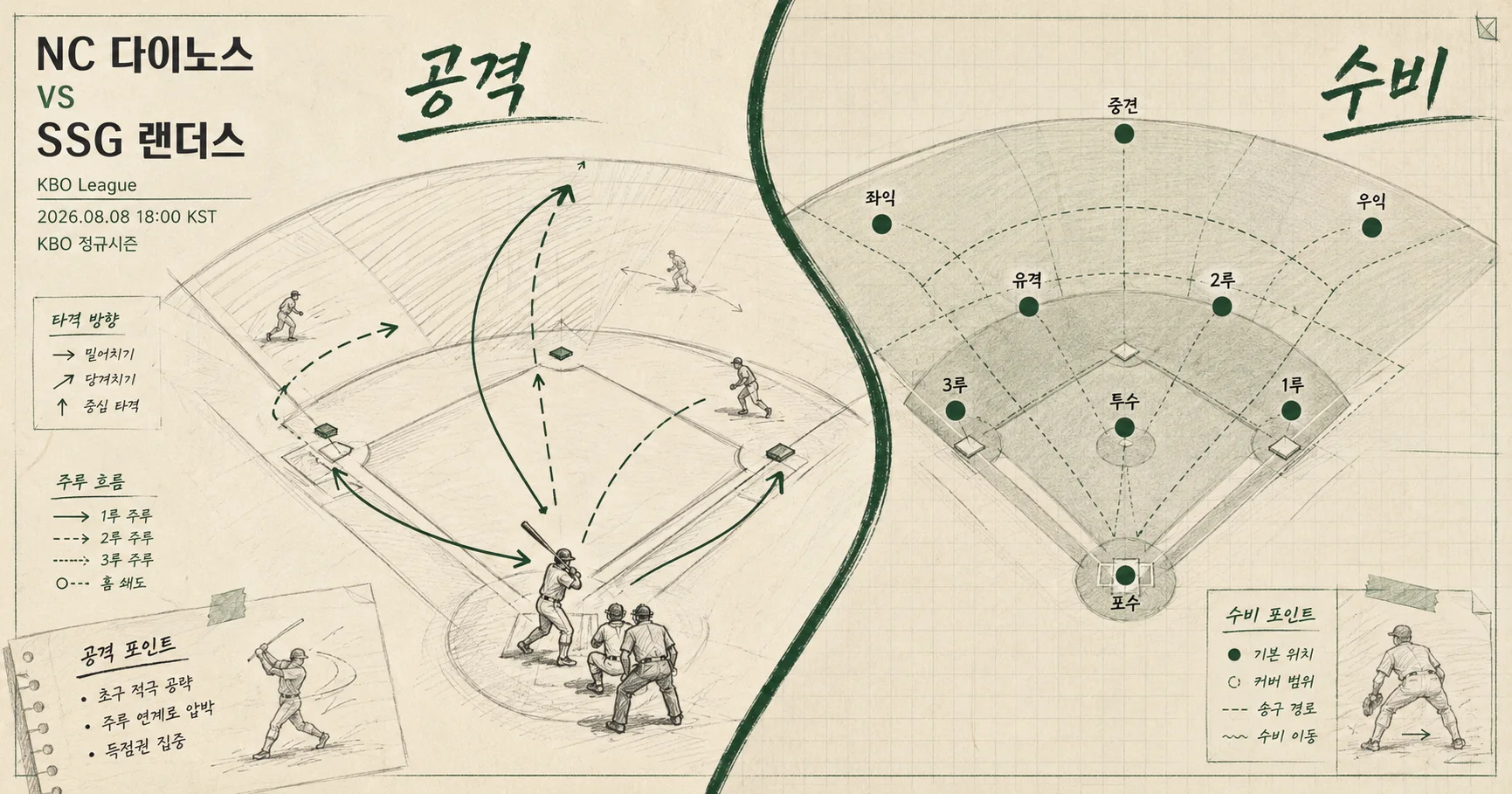 2-NC 다이노스 vs SSG 랜더스 공격수비분할분석