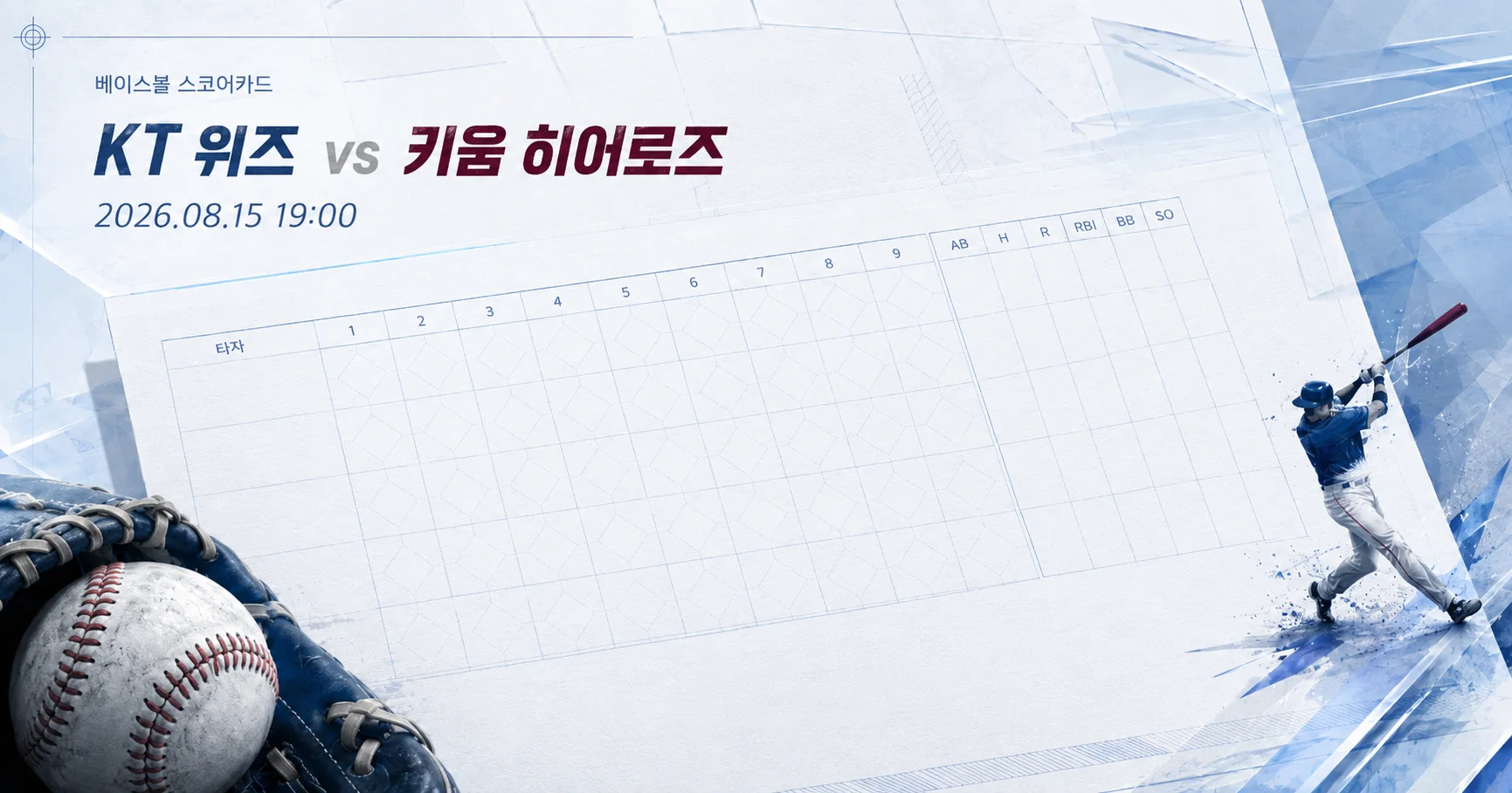 1-KT 위즈 vs 키움 히어로즈 베이스볼스코어카드