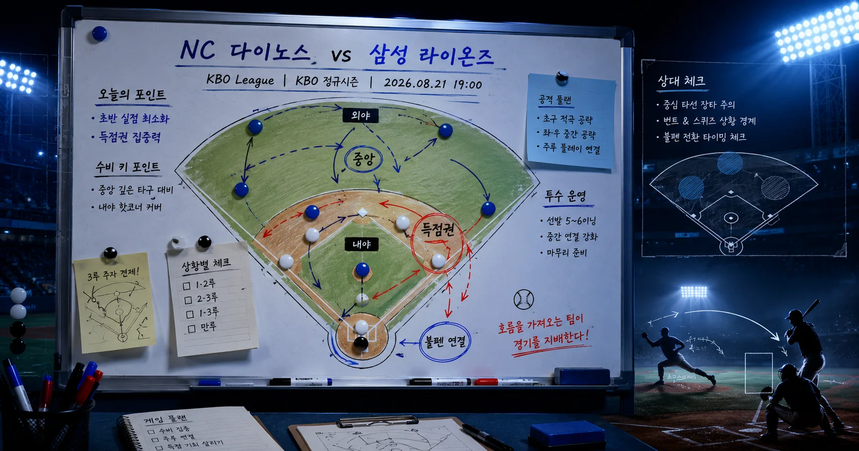 2-NC 다이노스 vs 삼성 라이온즈 전술화이트보드