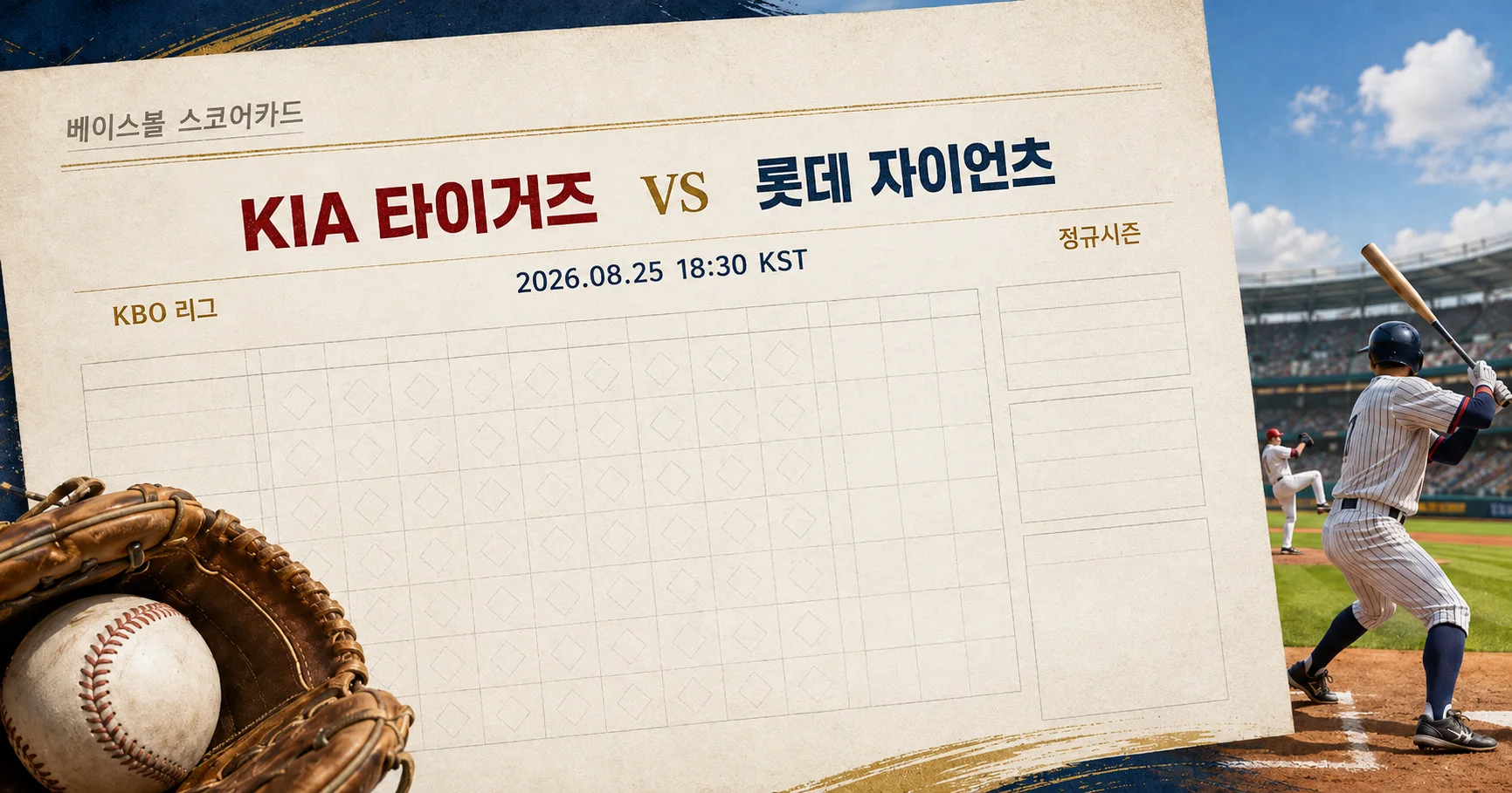 1-KIA 타이거즈 vs 롯데 자이언츠 베이스볼스코어카드