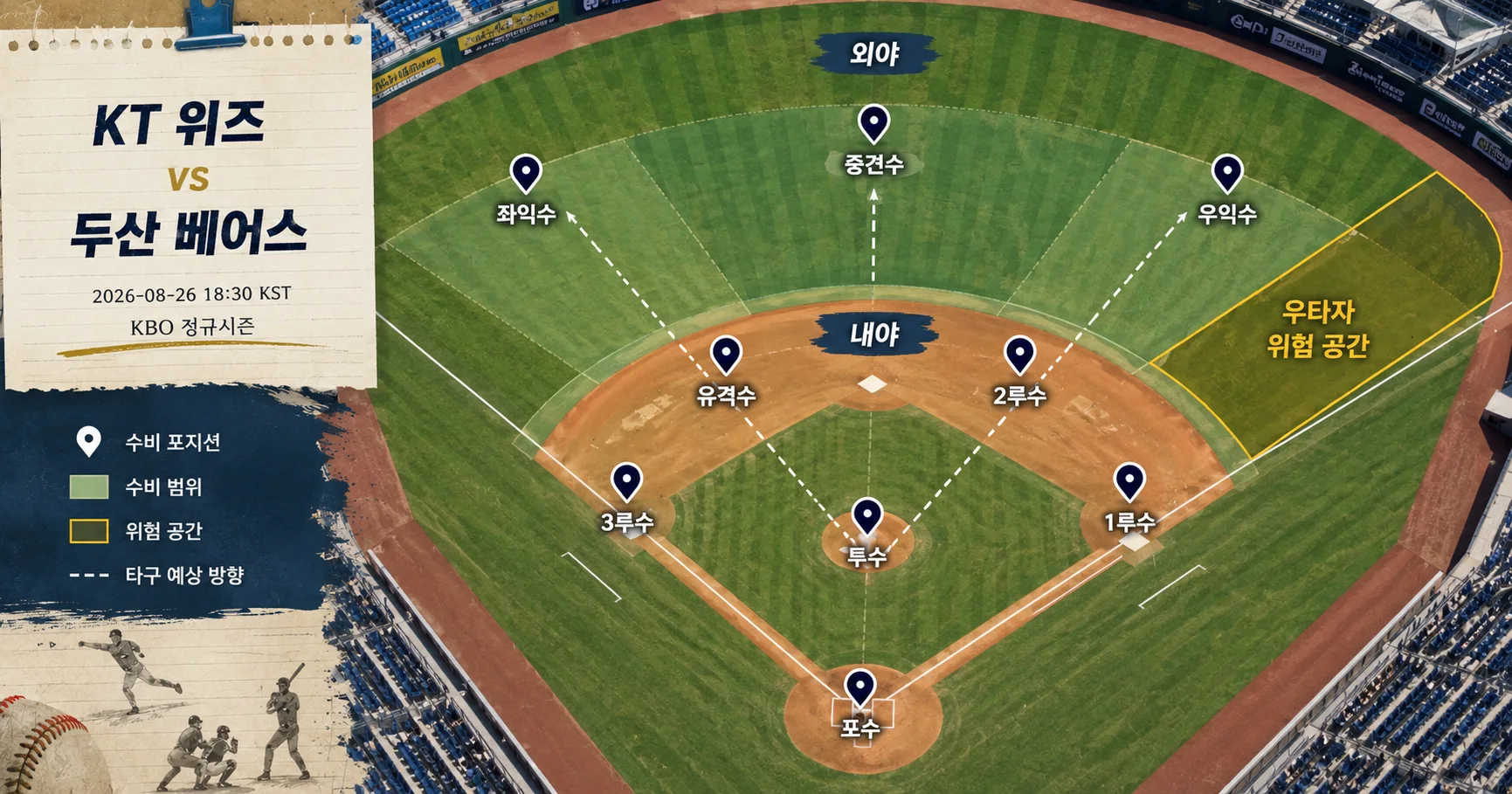 2-KT 위즈 vs 두산 베어스 수비시프트보드