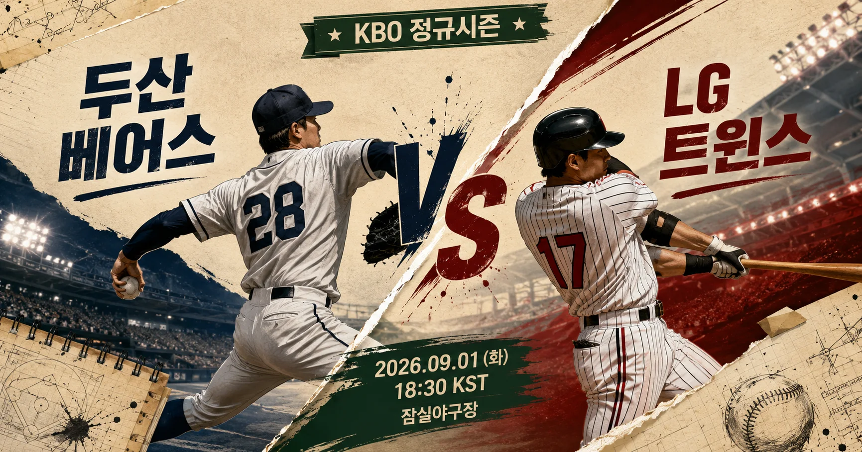 1-두산 베어스 vs LG 트윈스 대각선선수대결