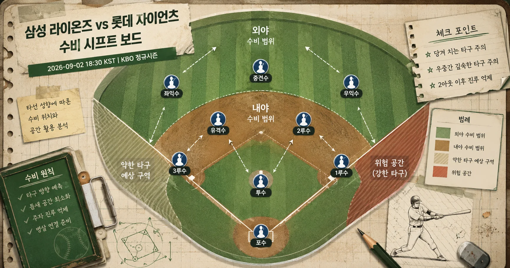 2-삼성 라이온즈 vs 롯데 자이언츠 수비시프트보드