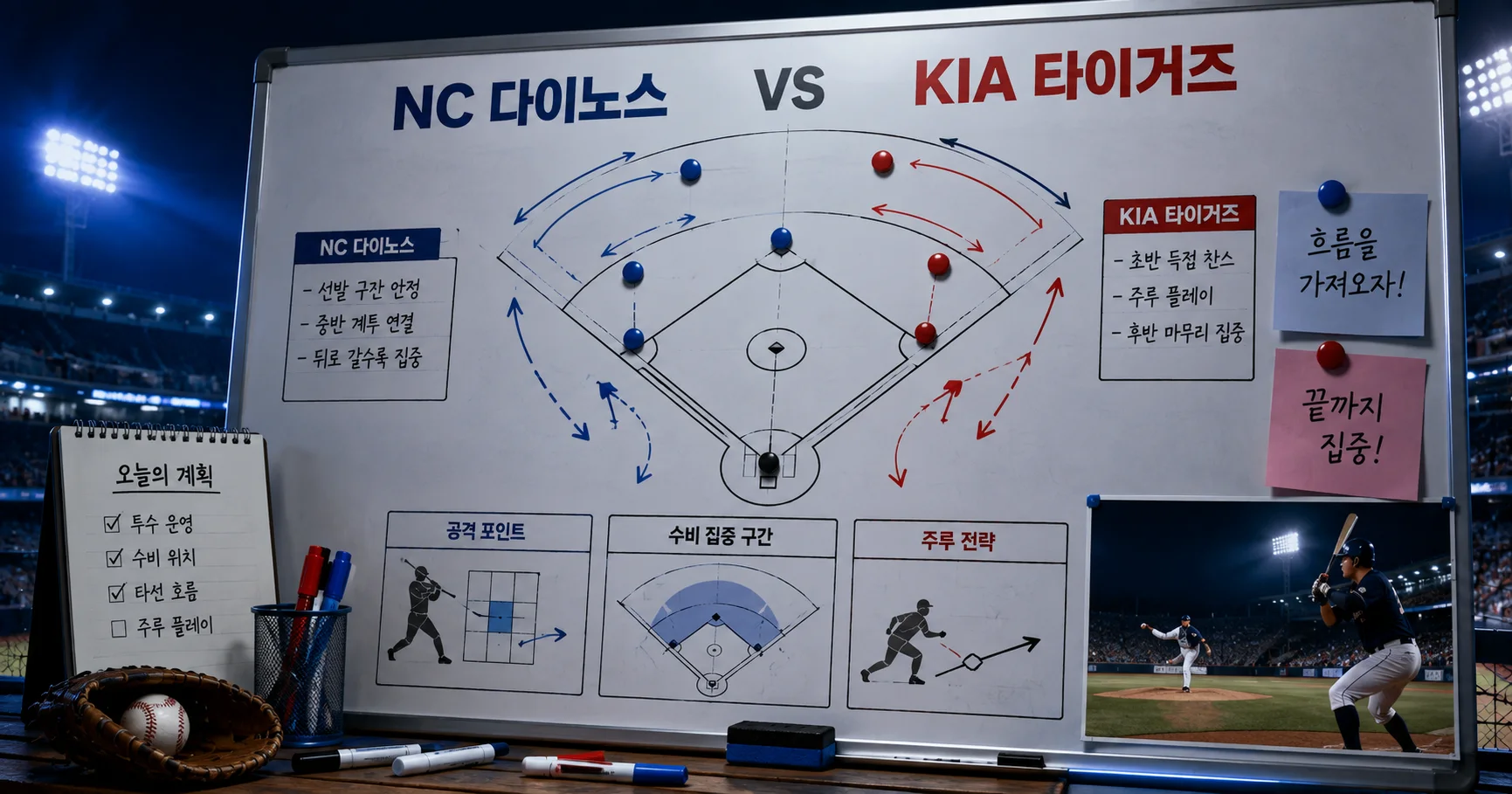 2-NC 다이노스 vs KIA 타이거즈 전술화이트보드