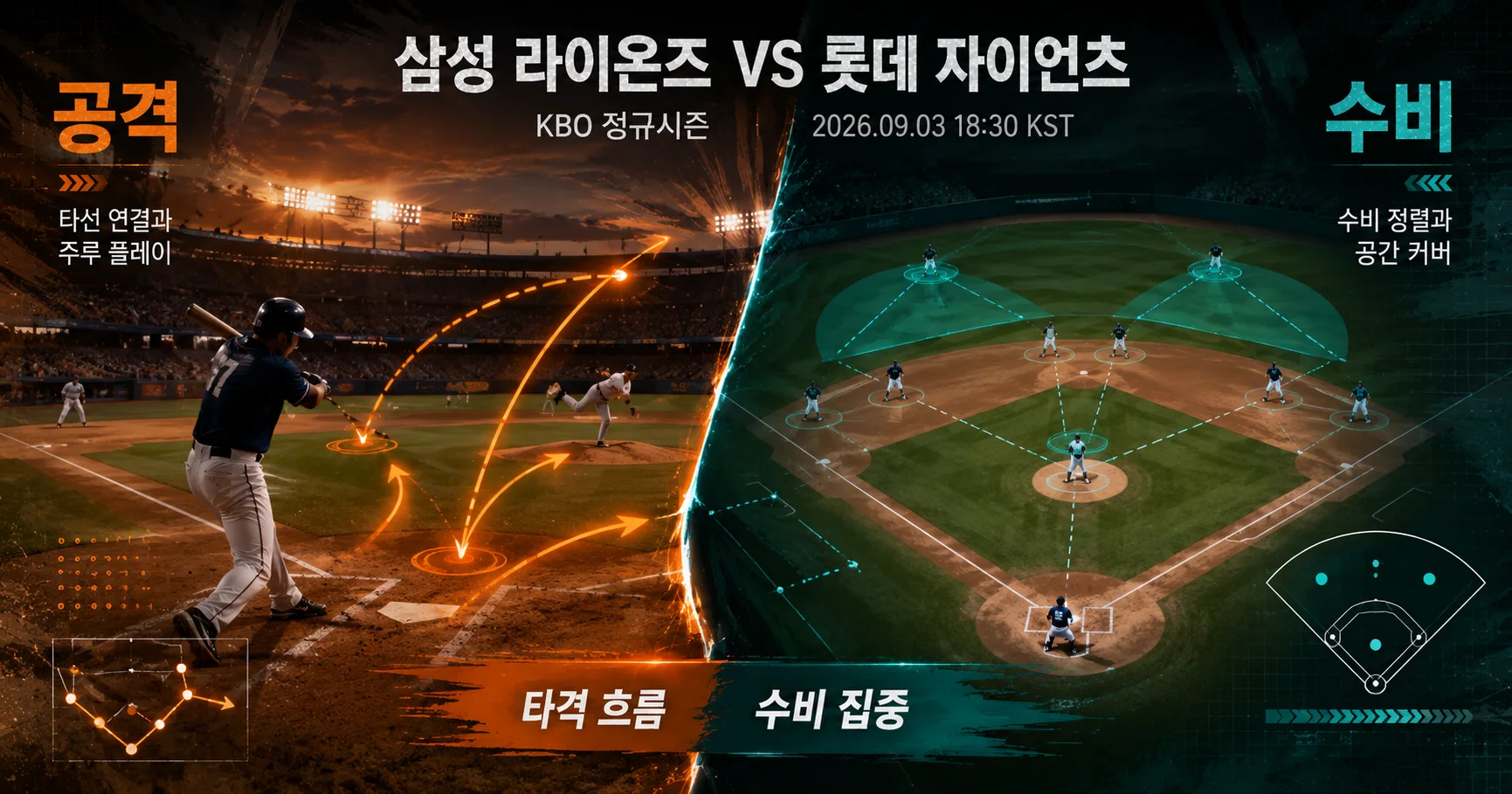 2-삼성 라이온즈 vs 롯데 자이언츠 공격수비분할분석