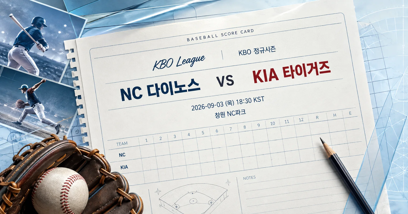 1-NC 다이노스 vs KIA 타이거즈 베이스볼스코어카드