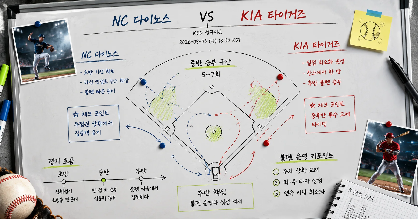 2-NC 다이노스 vs KIA 타이거즈 전술화이트보드