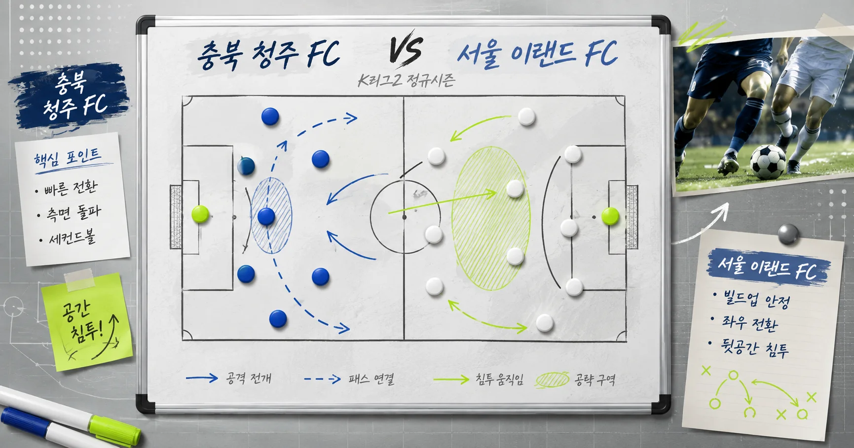 2-서울 이랜드 FC vs 충북 청주 FC 전술화이트보드