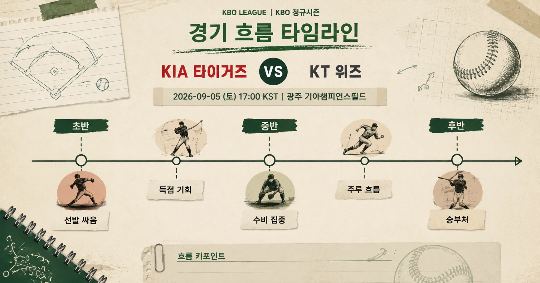 2-KIA 타이거즈 vs KT 위즈 경기흐름타임라인