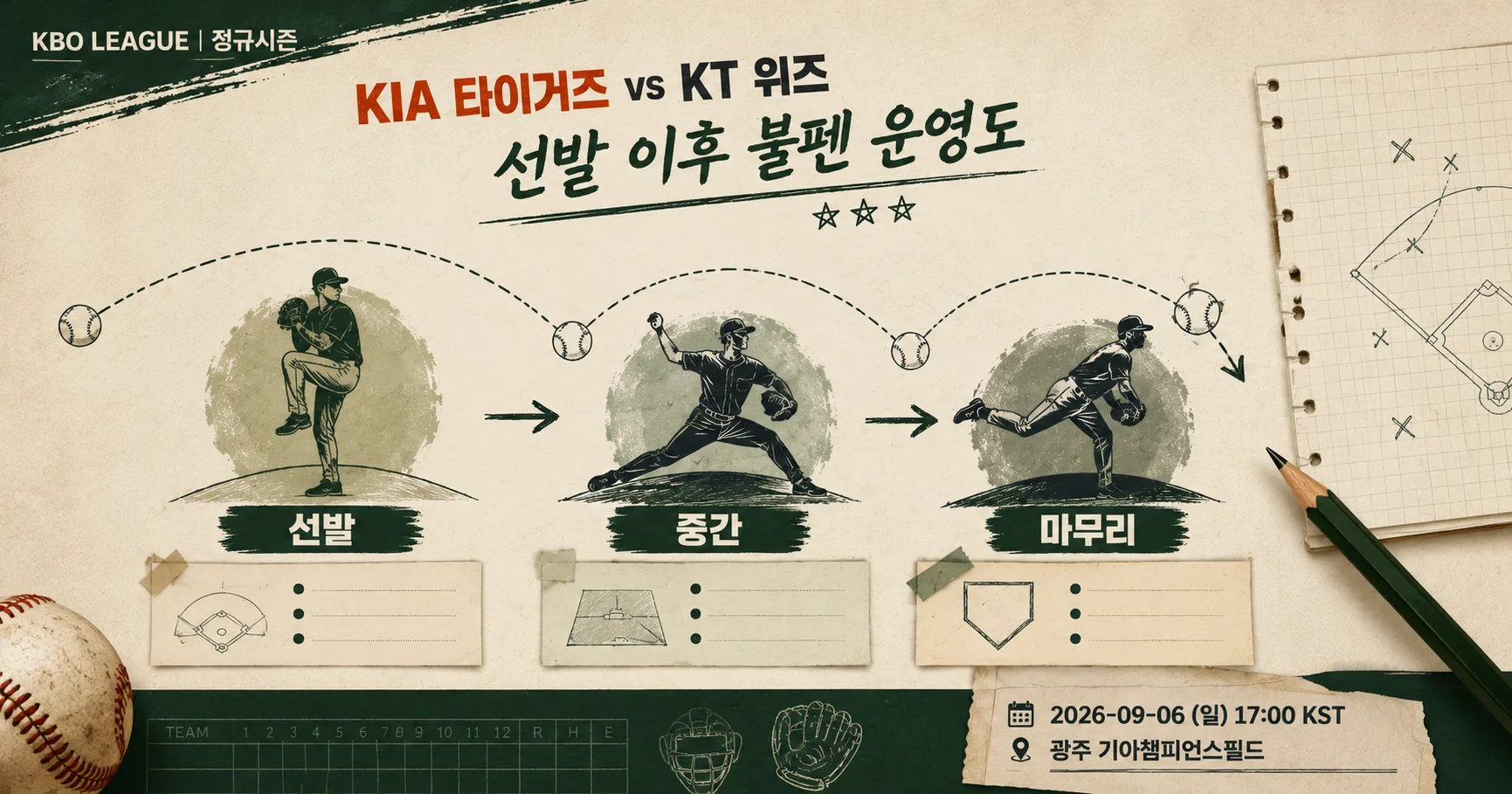 2-KIA 타이거즈 vs KT 위즈 불펜운영도
