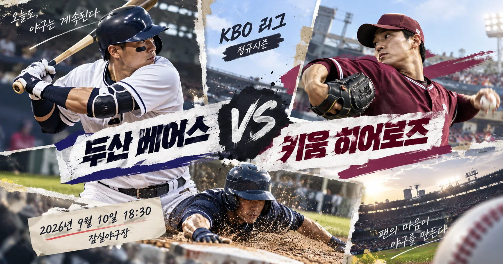 1-두산 베어스 vs 키움 히어로즈 액션콜라주