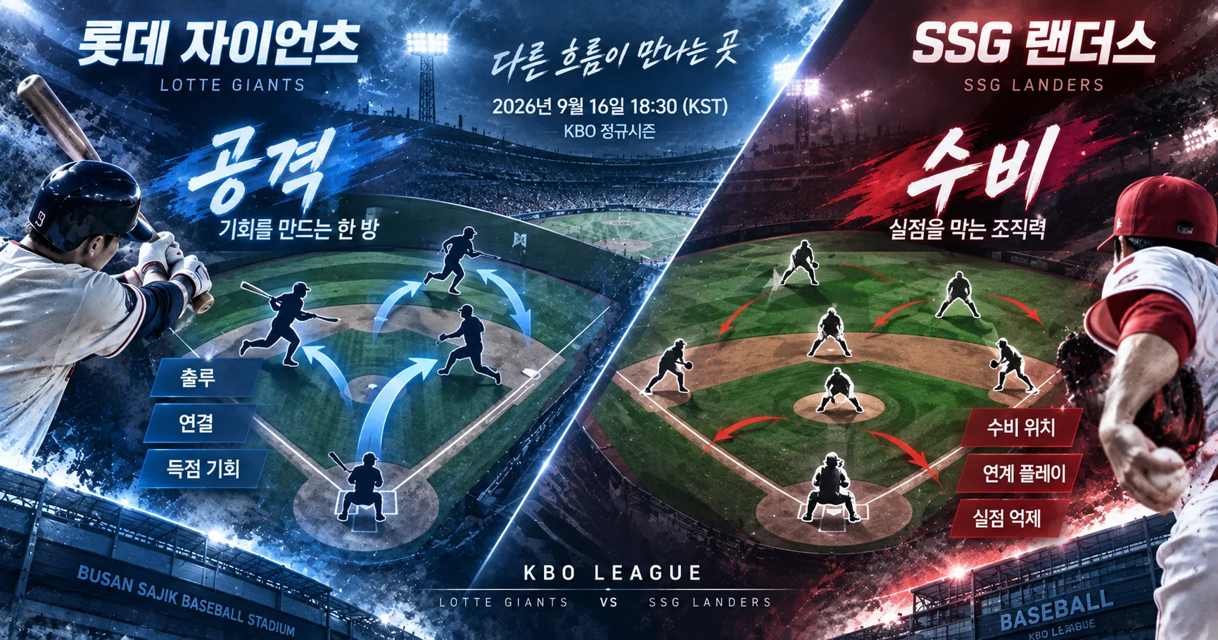 2-롯데 자이언츠 vs SSG 랜더스 공격수비분할분석