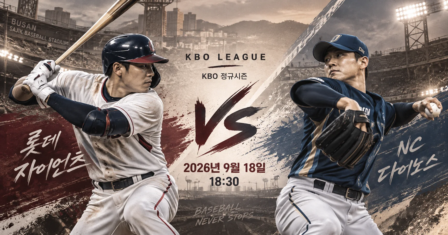 1-롯데 자이언츠 vs NC 다이노스 대각선선수대결