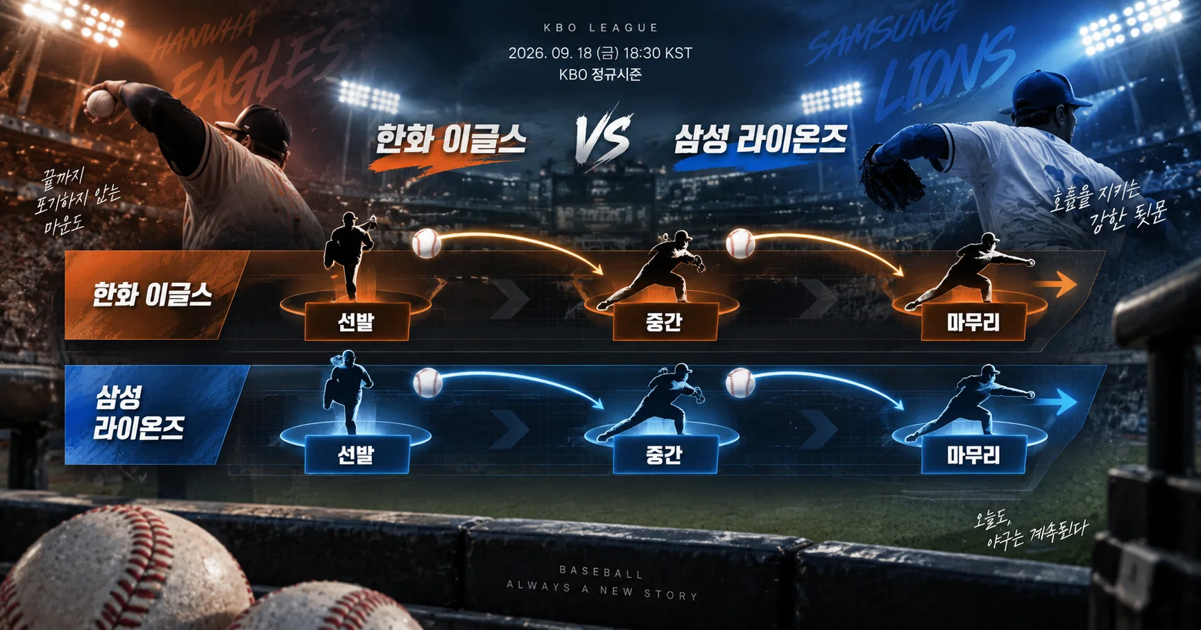 2-한화 이글스 vs 삼성 라이온즈 불펜운영도