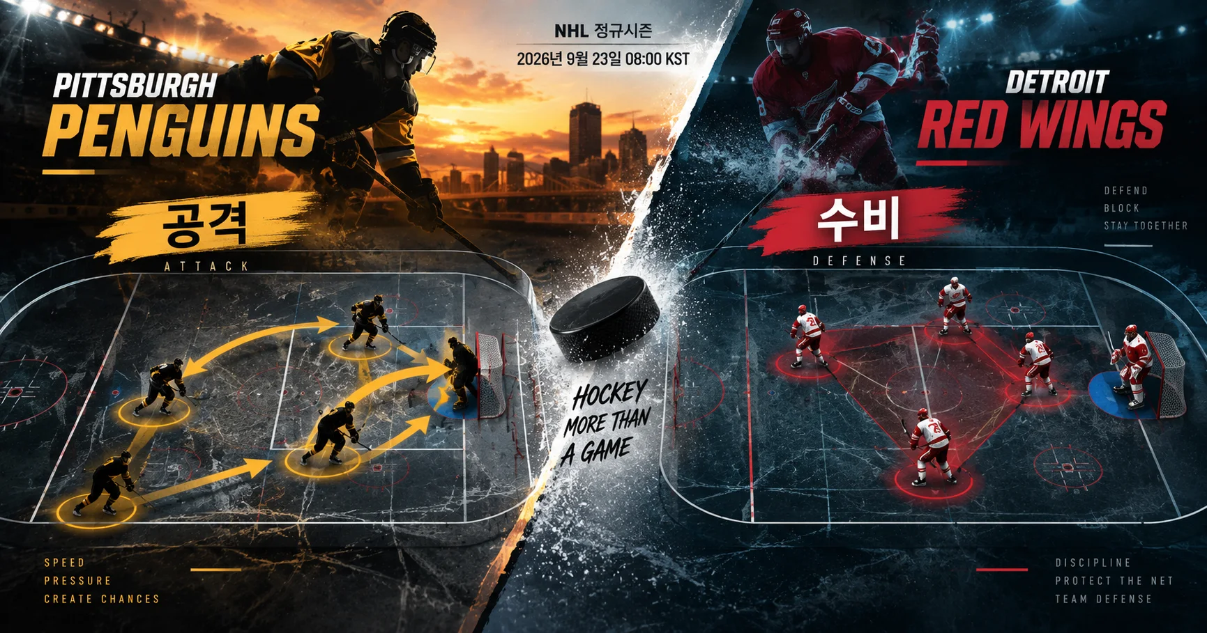 2-Detroit Red Wings vs Pittsburgh Penguins 공격수비분할분석