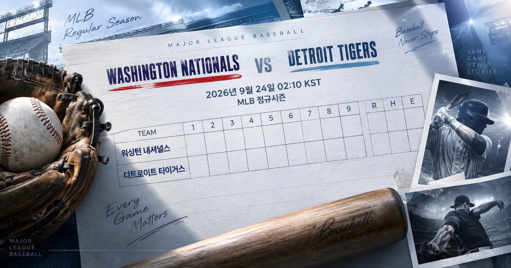 1-Washington Nationals vs Detroit Tigers 베이스볼스코어카드