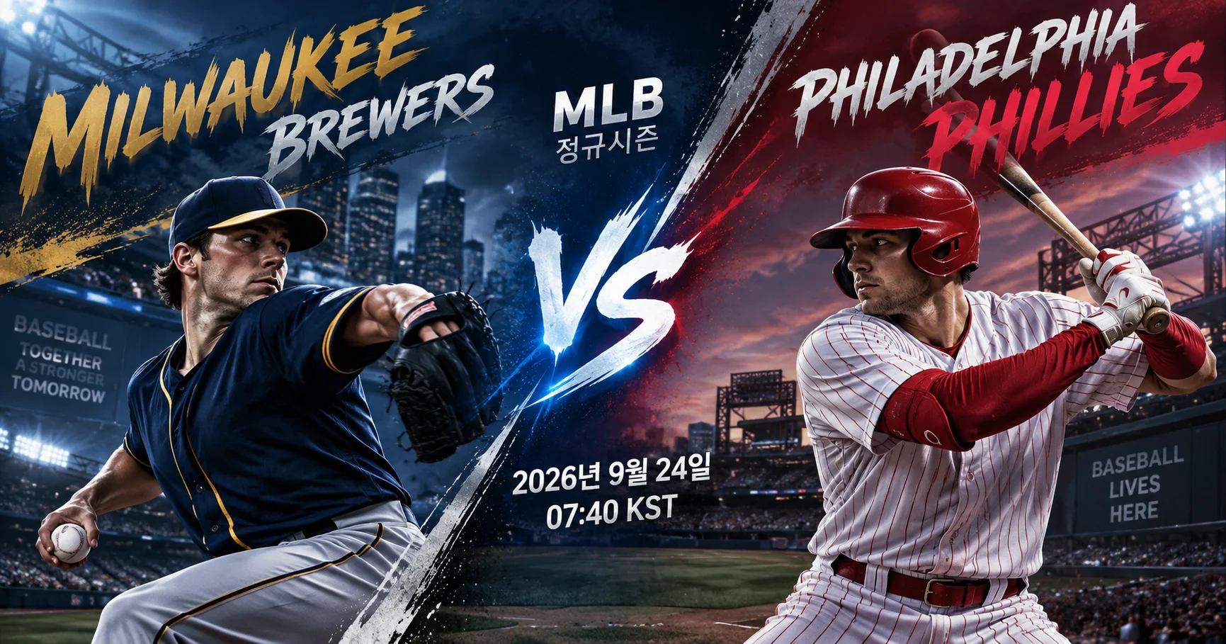 1-Milwaukee Brewers vs Philadelphia Phillies 대각선선수대결