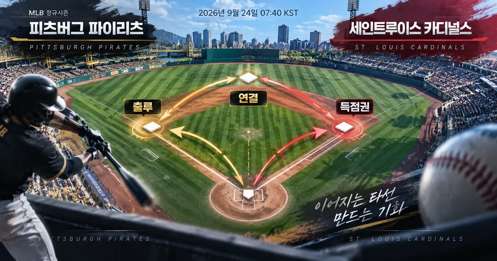 2-St. Louis Cardinals vs Pittsburgh Pirates 타선연결맵