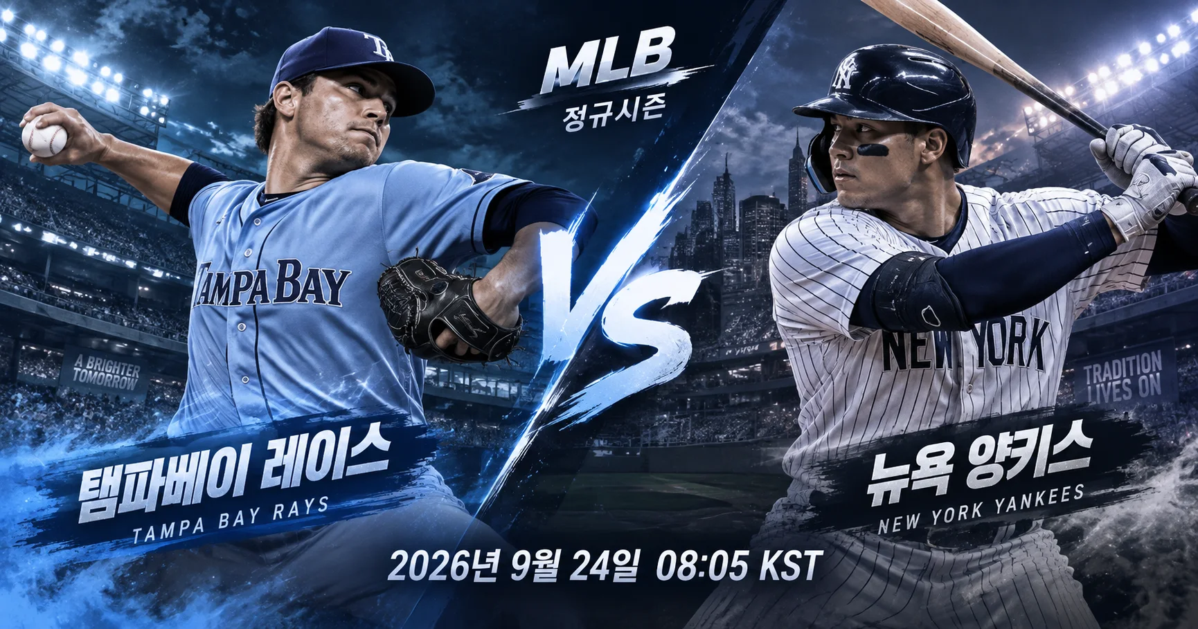 1-Tampa Bay Rays vs New York Yankees 대각선선수대결