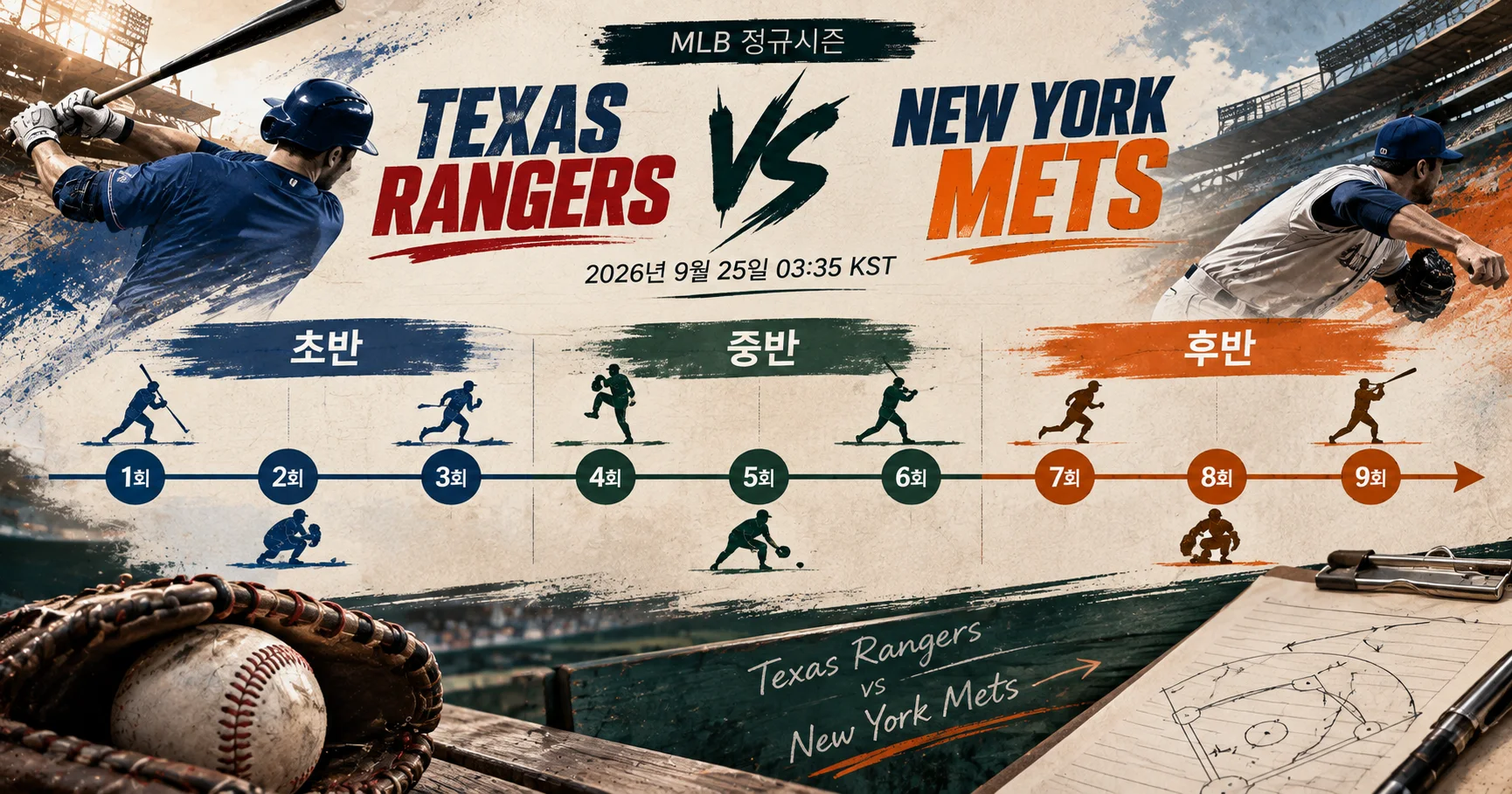 2-New York Mets vs Texas Rangers 경기흐름타임라인