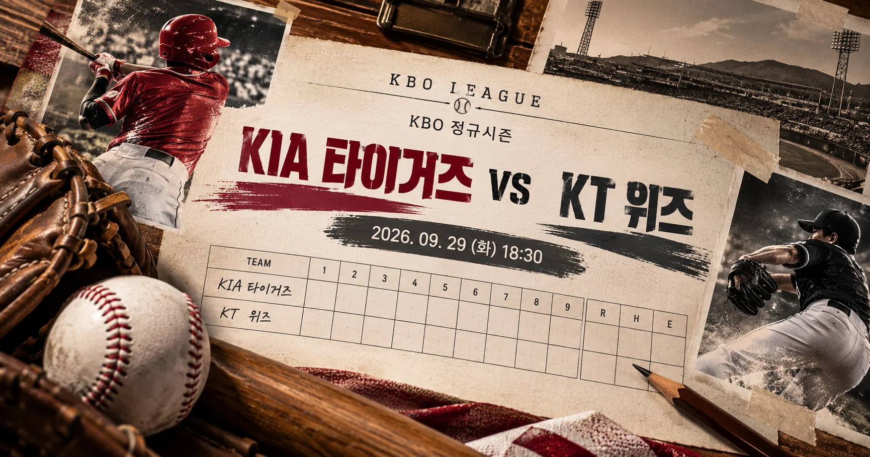 1-KIA 타이거즈 vs KT 위즈 베이스볼스코어카드