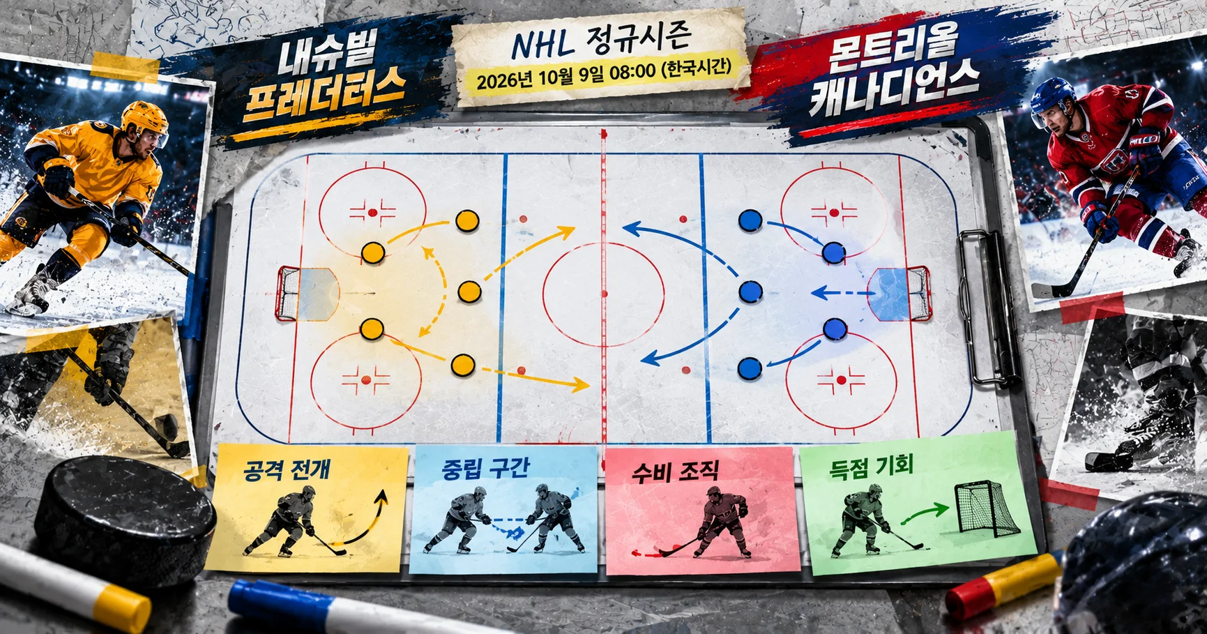 2-Nashville Predators vs Montreal Canadiens 전술화이트보드