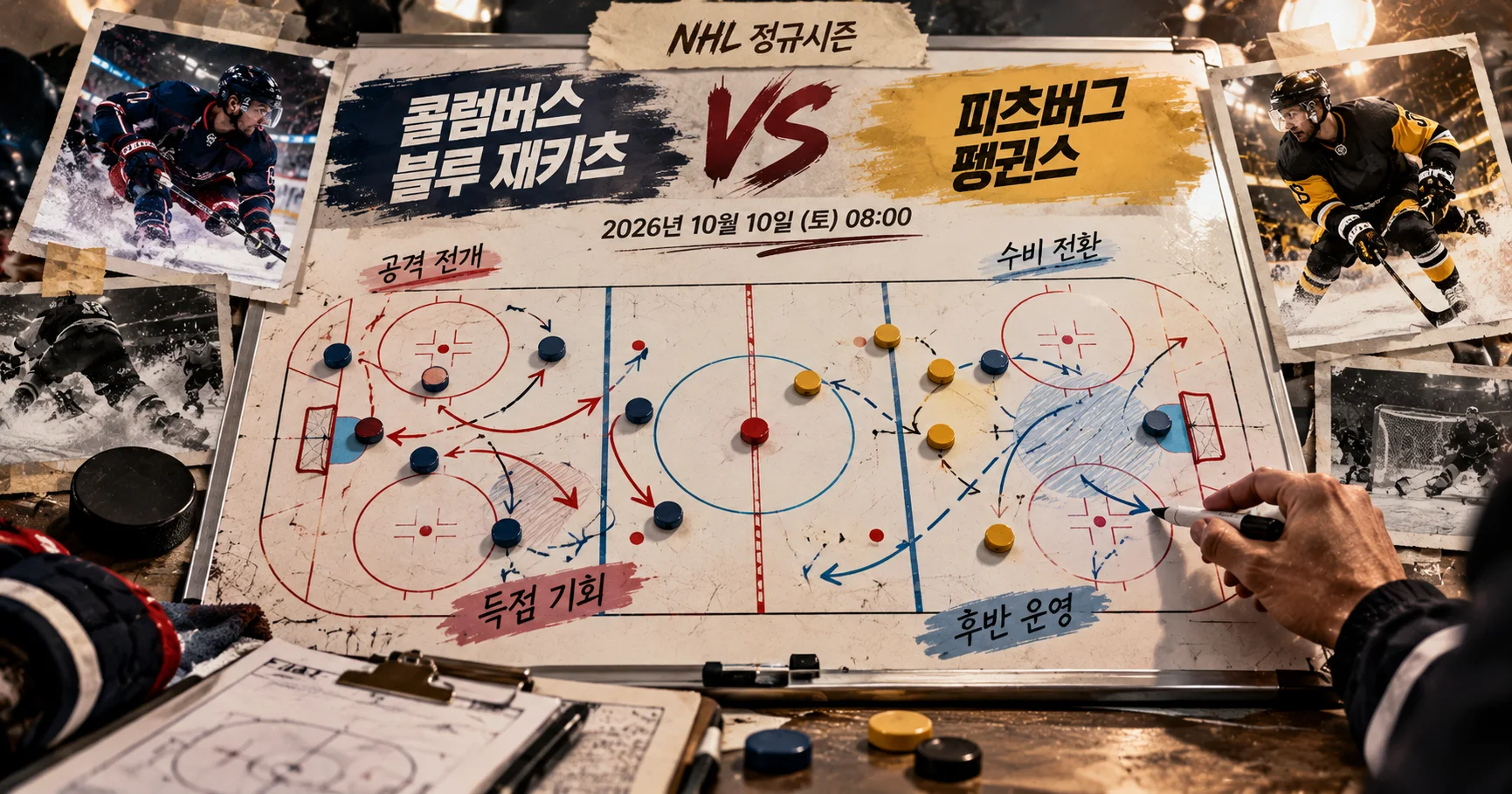 2-Pittsburgh Penguins vs Columbus Blue Jackets 전술화이트보드
