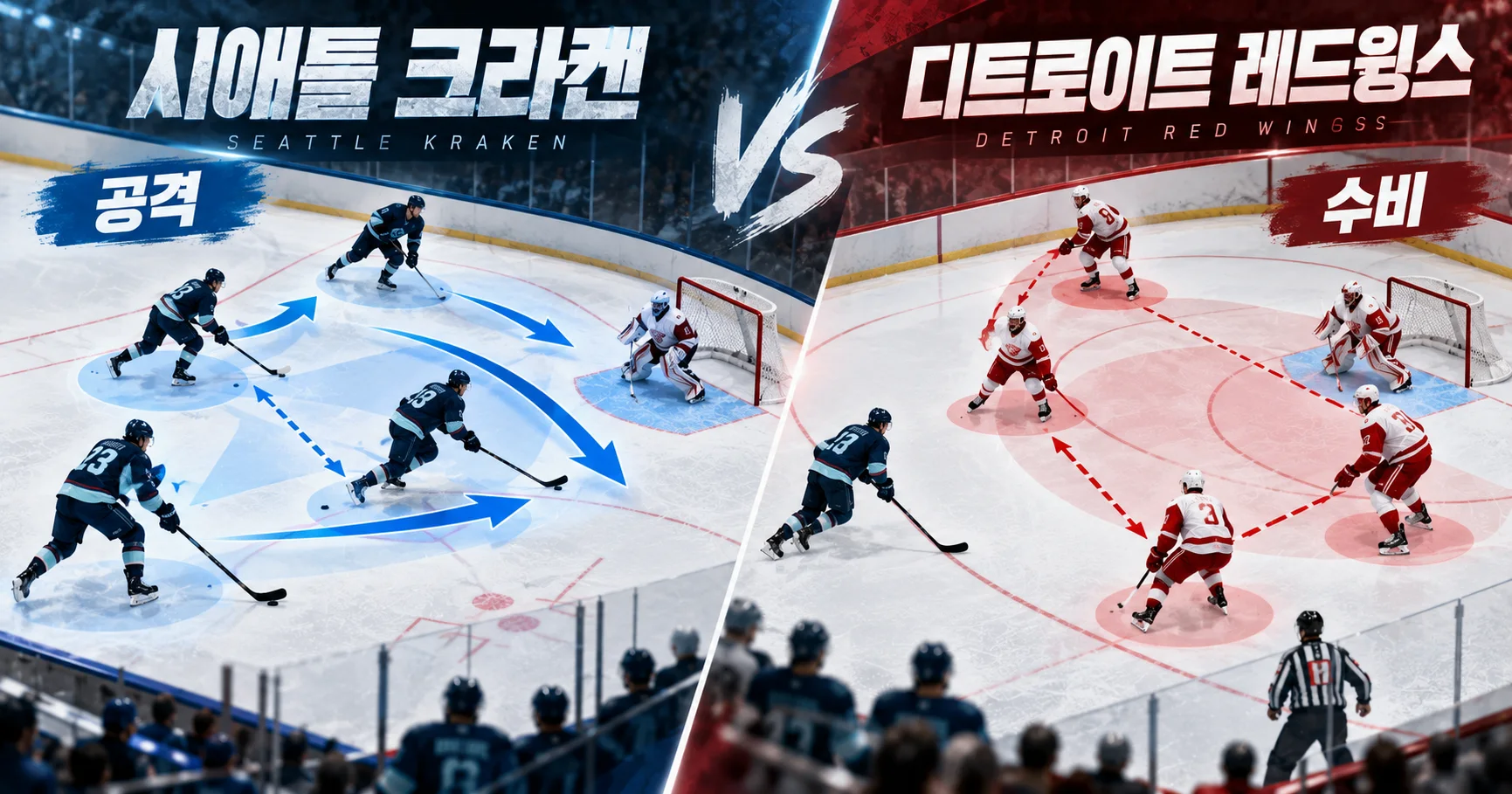 2-Seattle Kraken vs Detroit Red Wings 공격수비분할분석