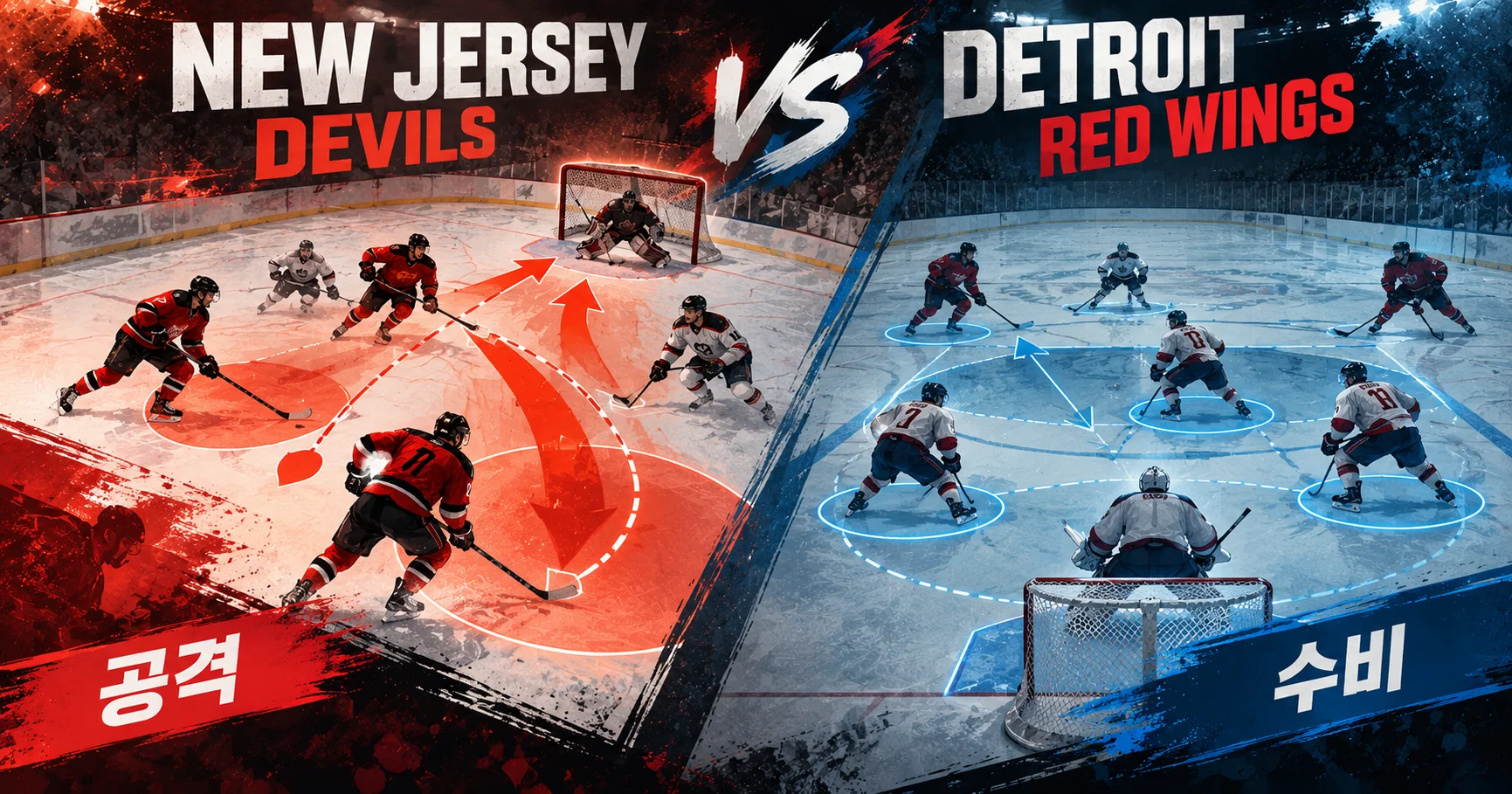 2-New Jersey Devils vs Detroit Red Wings 공격수비분할분석