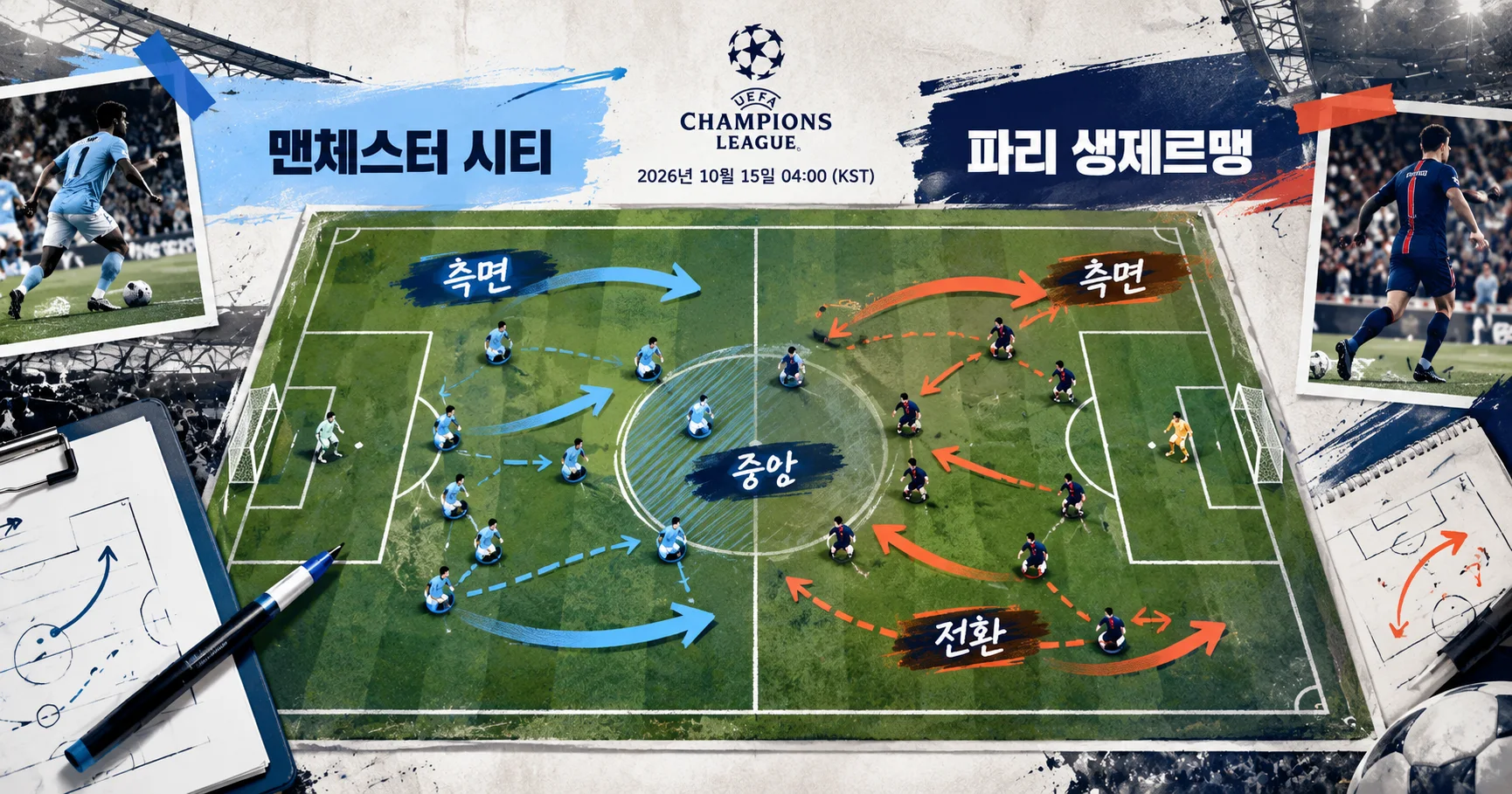 2-Paris Saint-Germain vs Manchester City 전술화이트보드