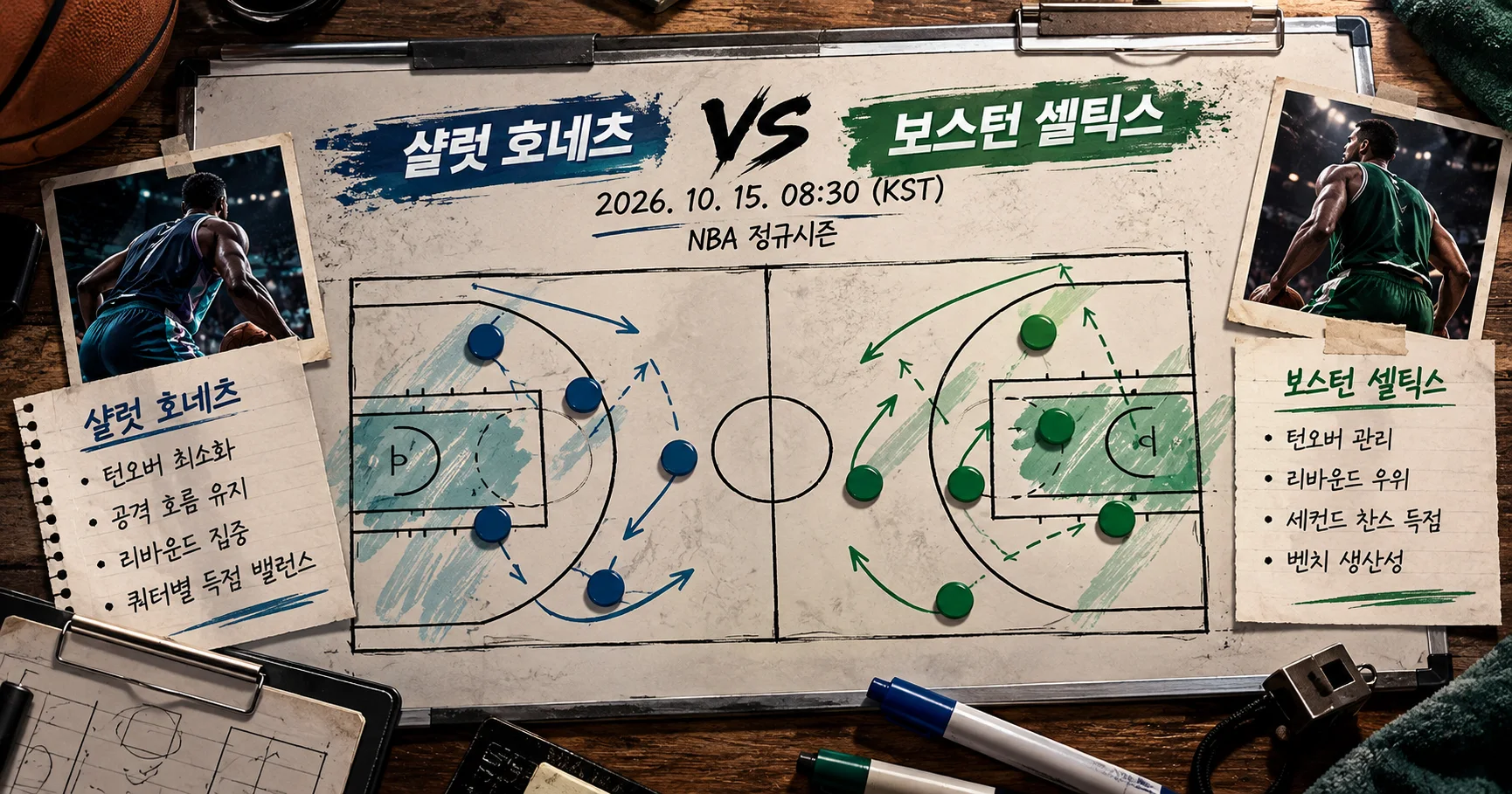 2-Charlotte Hornets vs Boston Celtics 전술화이트보드