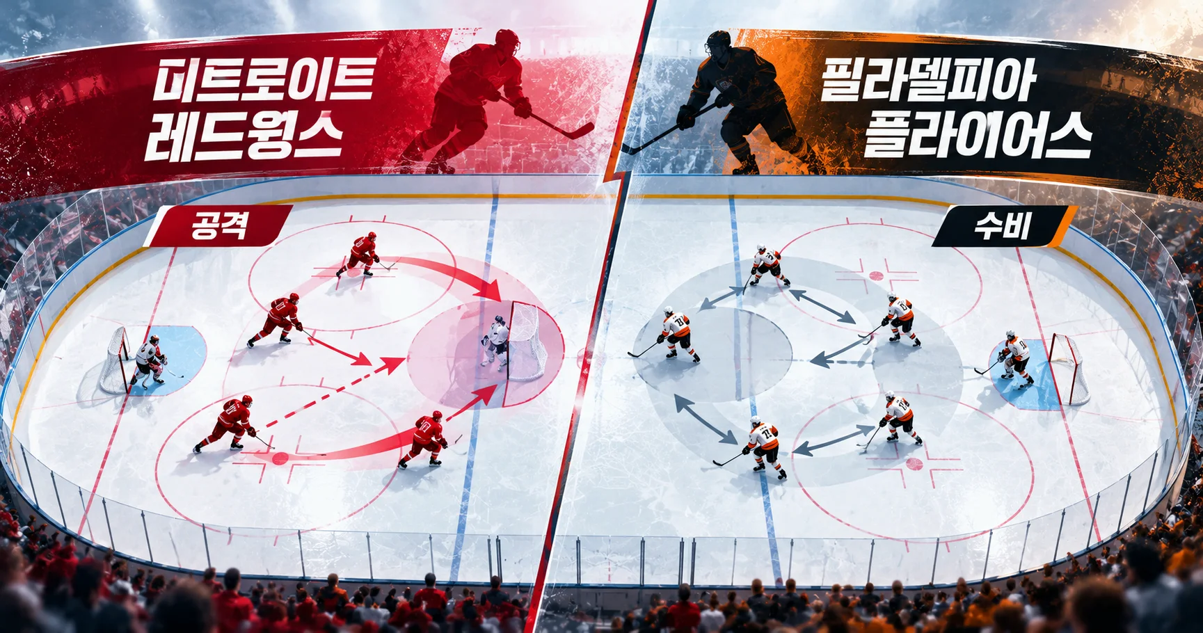 2-Philadelphia Flyers vs Detroit Red Wings 공격수비분할분석