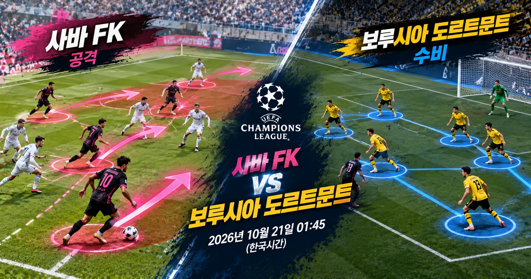2-Borussia Dortmund vs Sabah FK 공격수비분할분석