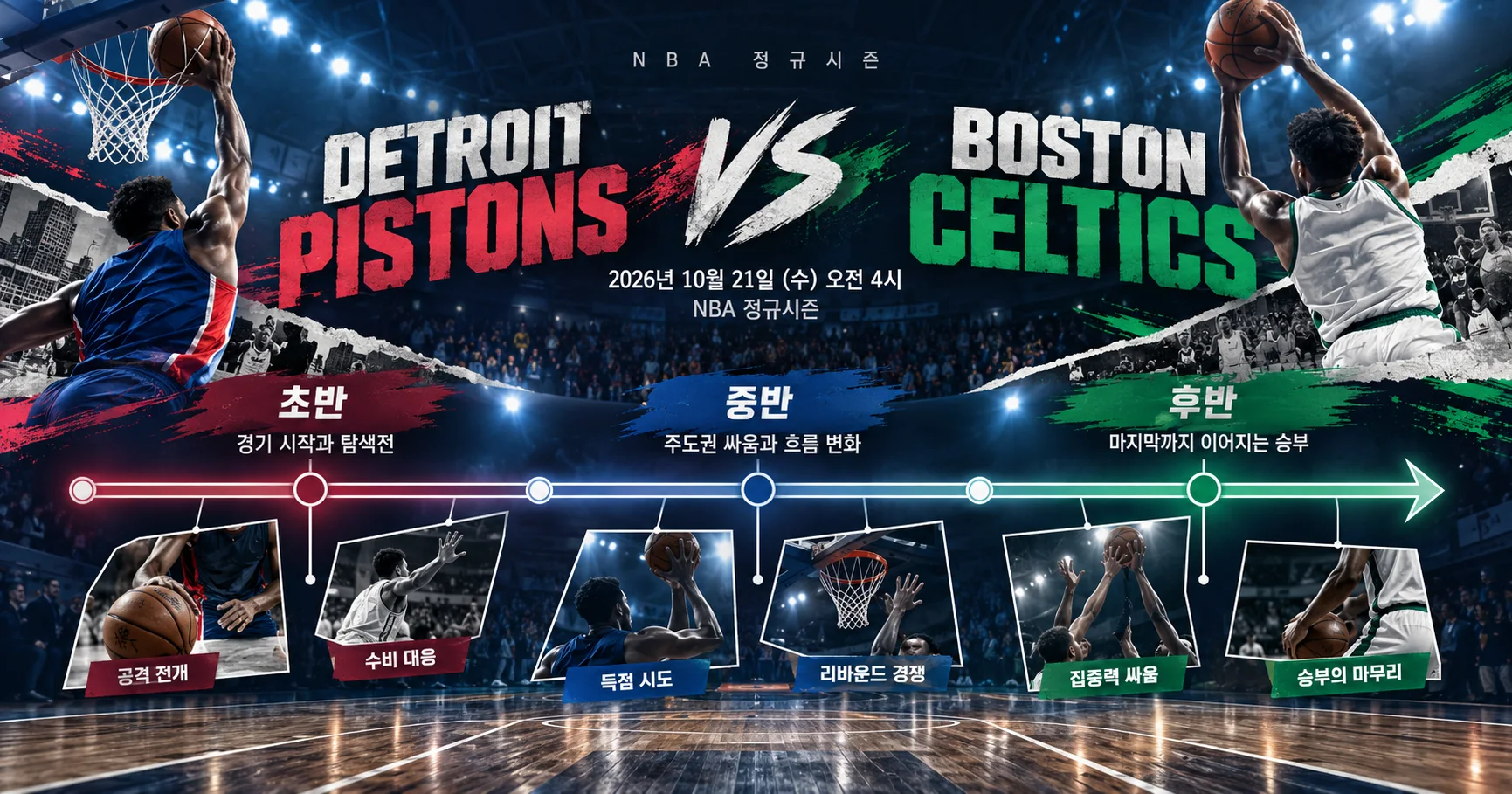 2-Boston Celtics vs Detroit Pistons 경기흐름타임라인