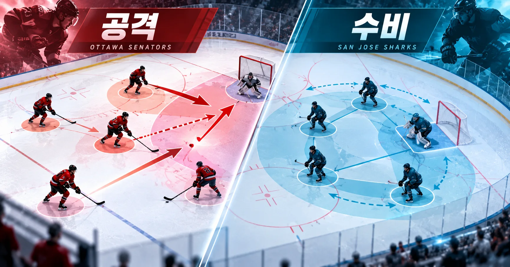 2-San Jose Sharks vs Ottawa Senators 공격수비분할분석