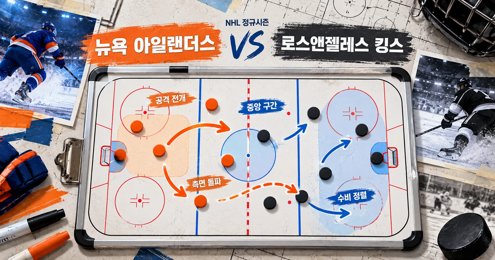 2-Los Angeles Kings vs New York Islanders 전술화이트보드