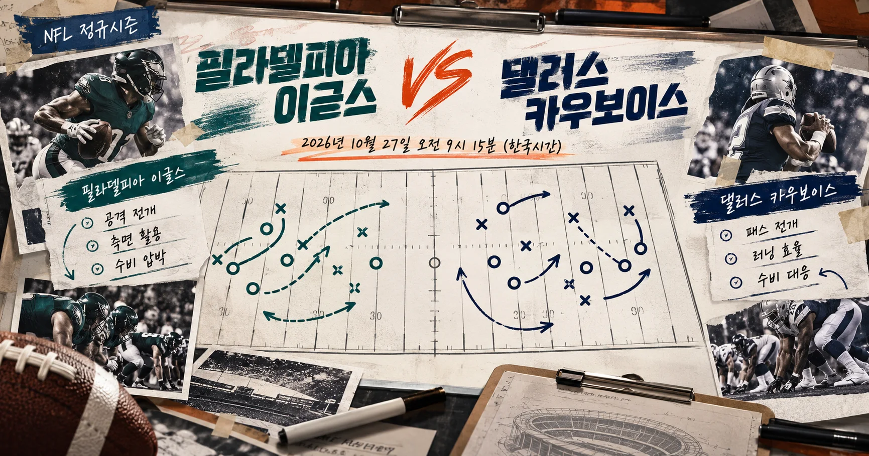 2-Dallas Cowboys vs Philadelphia Eagles 전술화이트보드