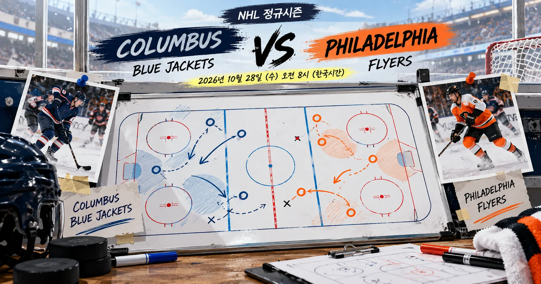 2-Columbus Blue Jackets vs Philadelphia Flyers 전술화이트보드