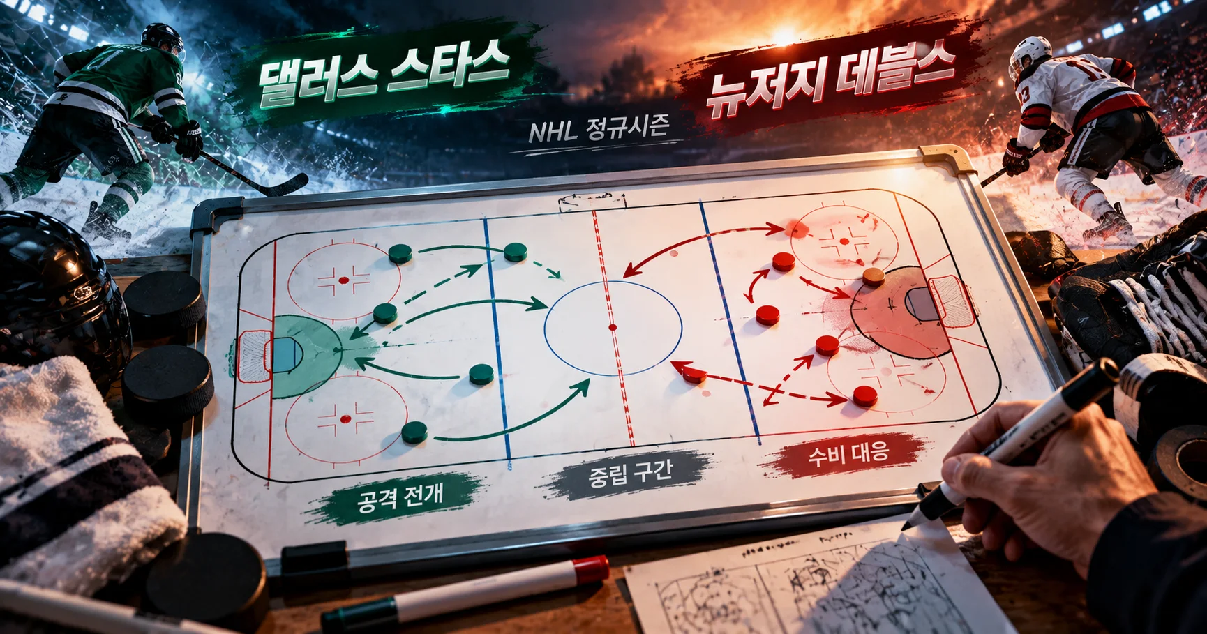 2-New Jersey Devils vs Dallas Stars 전술화이트보드