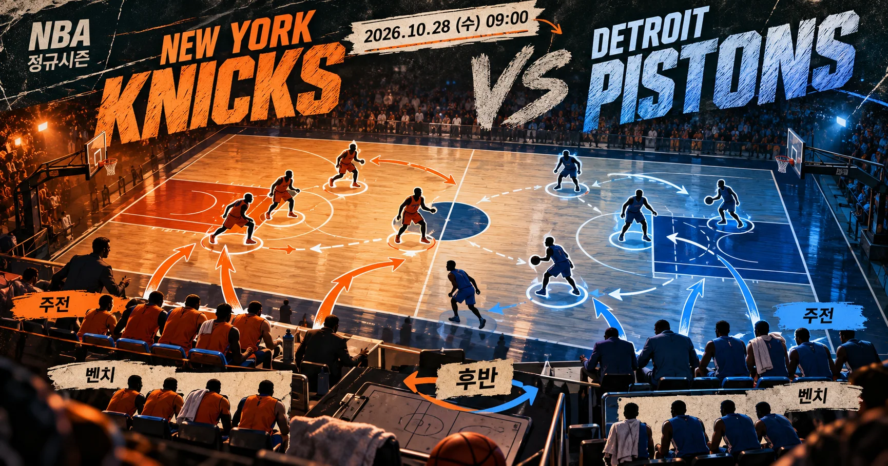 2-Detroit Pistons vs New York Knicks 로테이션보드