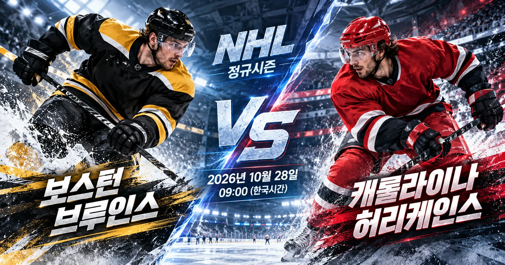 1-Boston Bruins vs Carolina Hurricanes 대각선선수대결
