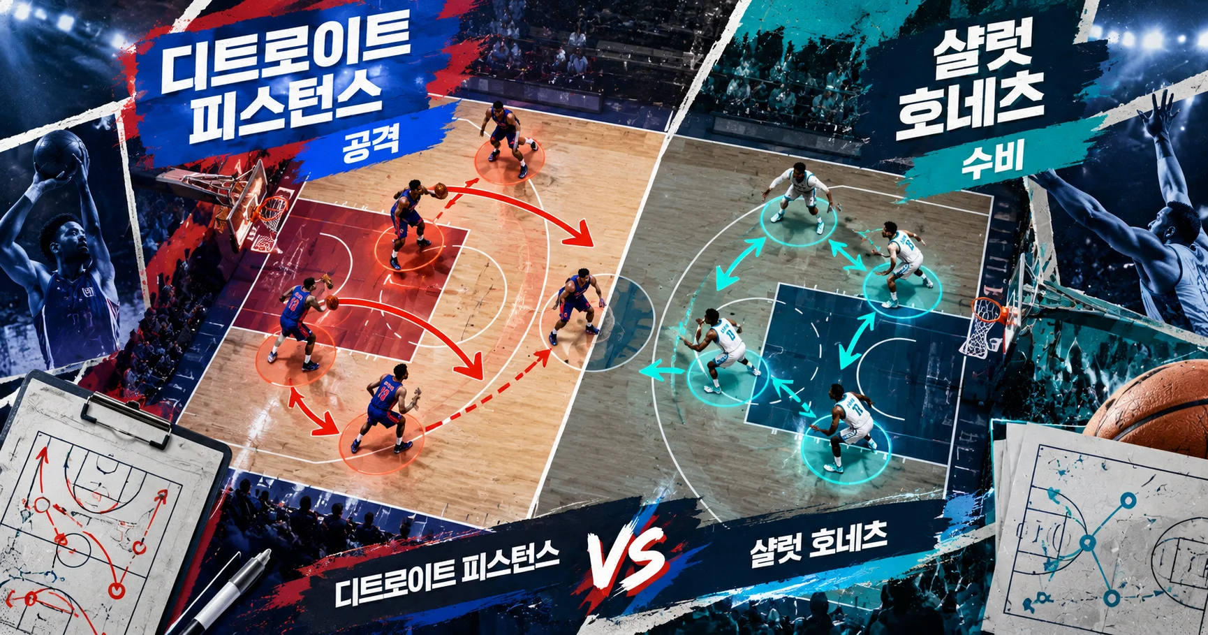 2-Charlotte Hornets vs Detroit Pistons 공격수비분할분석