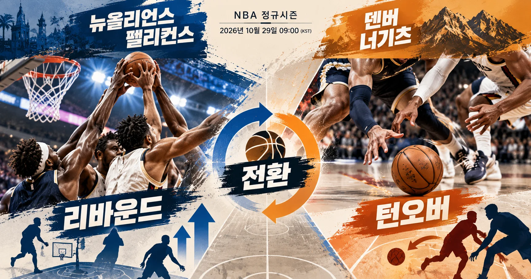 2-Denver Nuggets vs New Orleans Pelicans 리바운드턴오버비교